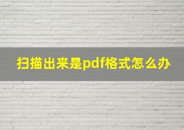 扫描出来是pdf格式怎么办