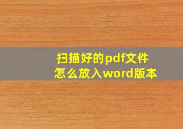 扫描好的pdf文件怎么放入word版本