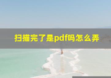 扫描完了是pdf吗怎么弄