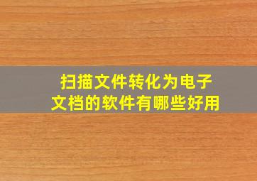 扫描文件转化为电子文档的软件有哪些好用