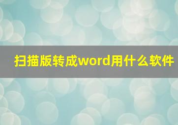 扫描版转成word用什么软件