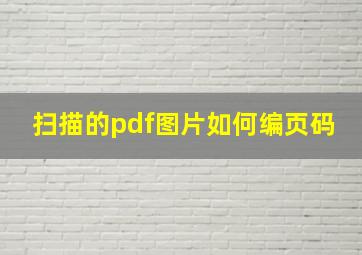 扫描的pdf图片如何编页码