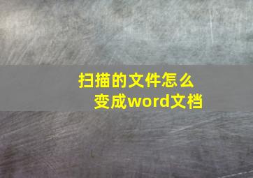 扫描的文件怎么变成word文档