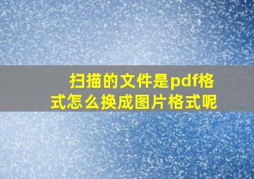 扫描的文件是pdf格式怎么换成图片格式呢