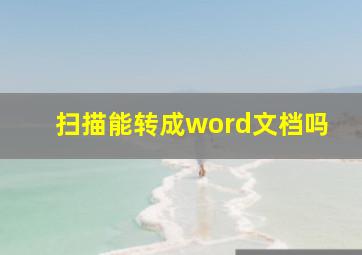 扫描能转成word文档吗