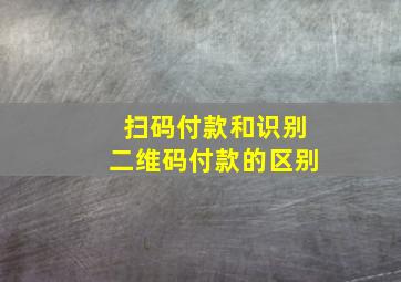 扫码付款和识别二维码付款的区别