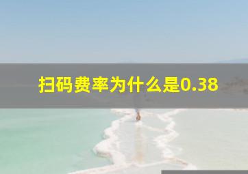 扫码费率为什么是0.38