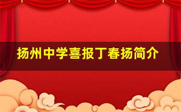 扬州中学喜报丁春扬简介