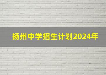 扬州中学招生计划2024年