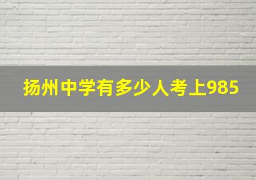 扬州中学有多少人考上985