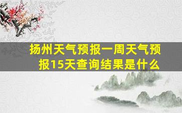 扬州天气预报一周天气预报15天查询结果是什么