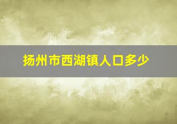 扬州市西湖镇人口多少