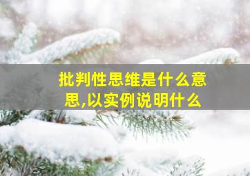 批判性思维是什么意思,以实例说明什么