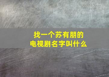 找一个苏有朋的电视剧名字叫什么