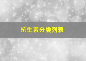 抗生素分类列表