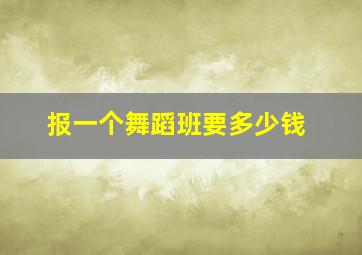 报一个舞蹈班要多少钱