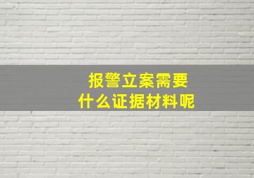 报警立案需要什么证据材料呢