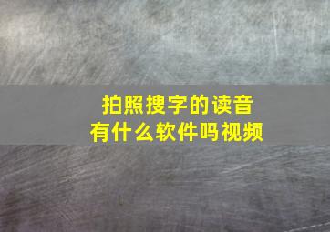 拍照搜字的读音有什么软件吗视频