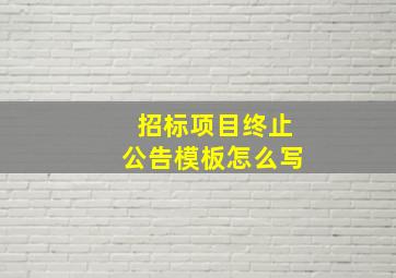 招标项目终止公告模板怎么写