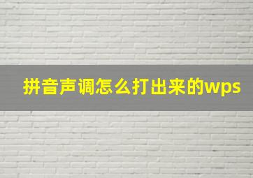 拼音声调怎么打出来的wps