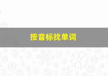 按音标找单词