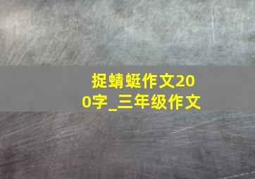 捉蜻蜓作文200字_三年级作文