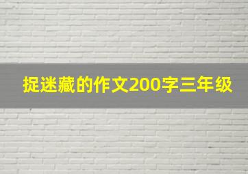 捉迷藏的作文200字三年级