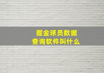 掘金球员数据查询软件叫什么