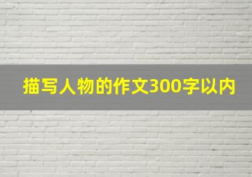 描写人物的作文300字以内