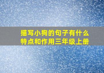 描写小狗的句子有什么特点和作用三年级上册