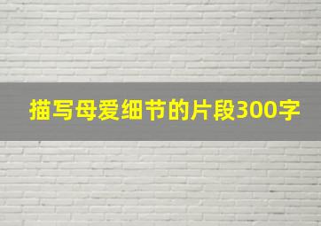 描写母爱细节的片段300字