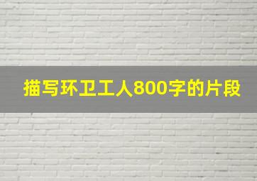 描写环卫工人800字的片段