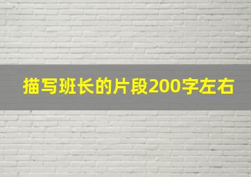 描写班长的片段200字左右