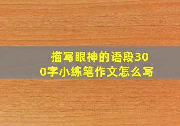 描写眼神的语段300字小练笔作文怎么写