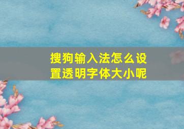 搜狗输入法怎么设置透明字体大小呢