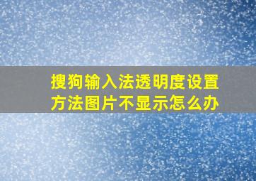 搜狗输入法透明度设置方法图片不显示怎么办