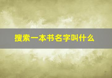 搜索一本书名字叫什么