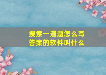 搜索一道题怎么写答案的软件叫什么