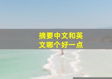 摘要中文和英文哪个好一点