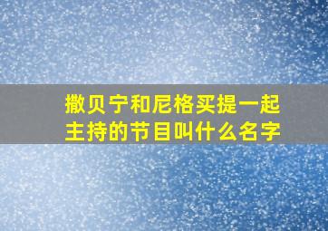 撒贝宁和尼格买提一起主持的节目叫什么名字