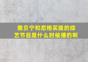 撒贝宁和尼格买提的综艺节目是什么时候播的啊