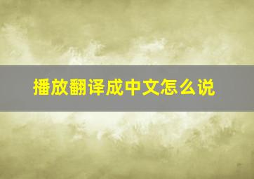 播放翻译成中文怎么说