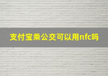 支付宝乘公交可以用nfc吗