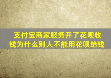 支付宝商家服务开了花呗收钱为什么别人不能用花呗给钱