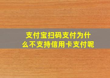 支付宝扫码支付为什么不支持信用卡支付呢