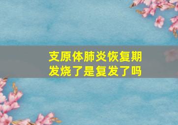 支原体肺炎恢复期发烧了是复发了吗