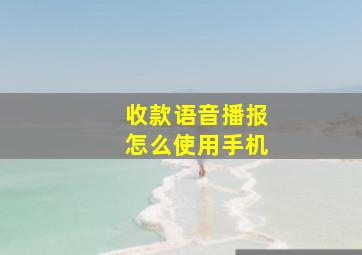 收款语音播报怎么使用手机