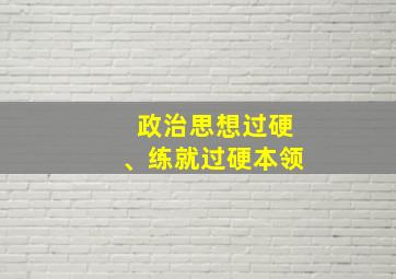 政治思想过硬、练就过硬本领