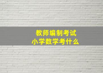 教师编制考试小学数学考什么