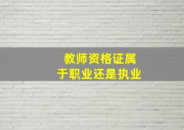 教师资格证属于职业还是执业